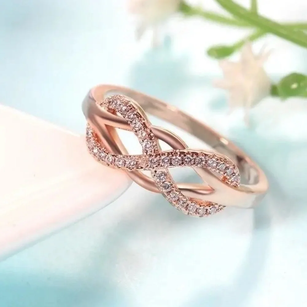Exquisite Rose Gold PLATED Infinity Ring